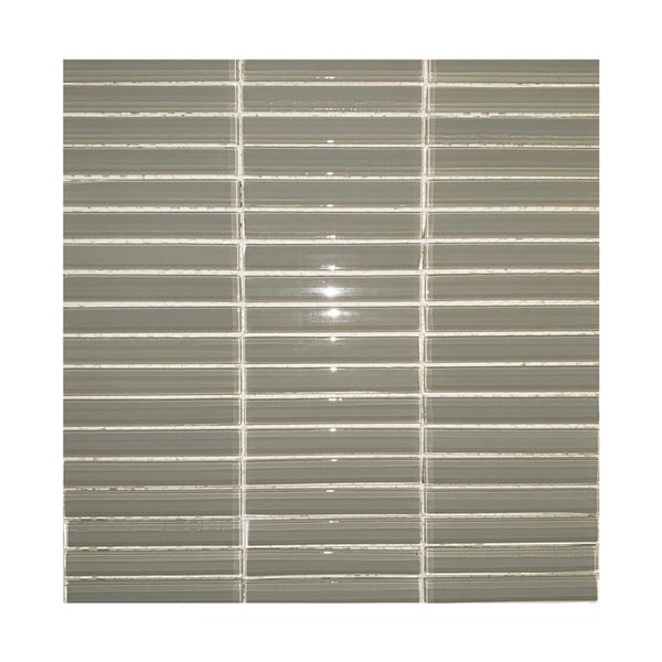 Mono Serra Glass Mosaic Smoked Stack Tiles -  12'' x 12'' - Light Grey