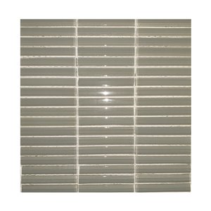Mono Serra Group Glass Mosaic Smoked Stack Tiles -  12'' x 12'' - Light Grey