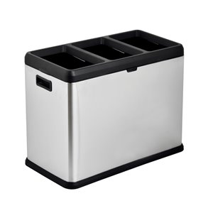 Poubelle et bac de recyclage ouvert à 3 compartiments, 45L