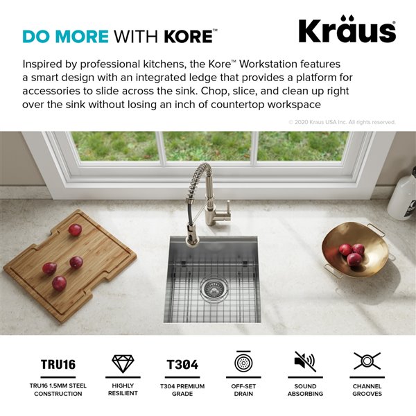 Kraus Undermount 17-in Stainless Steel Kitchen Sink - Single Bowl