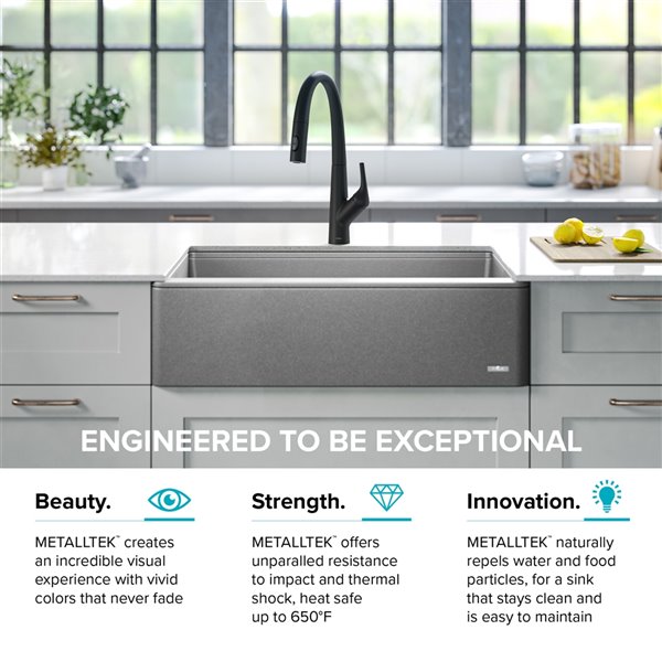 Kraus Bellucci 30-in Farmhouse Kitchen Sink-Single Bowl in Grey KGF2 ...