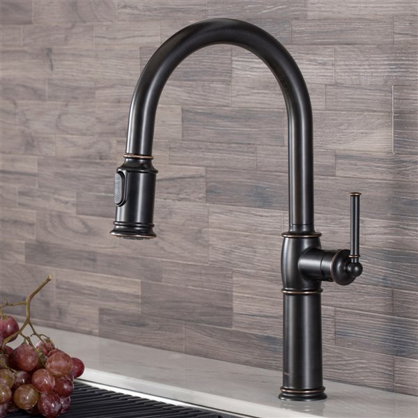 Kraus Sellette Pull Down Kitchen Faucet Single Handle 16 5 In Oil Rubbed Bronze Kpf 1682orb Rona