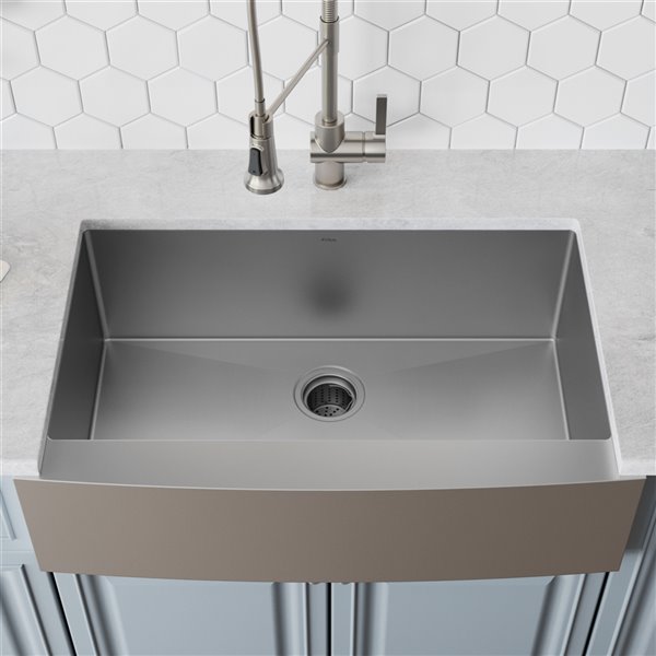 Kraus Standart PRO Single Bowl 35.88-In  Apron Front Farmhouse Kitchen Sink in Stainless Steel