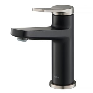 Kraus Indy Bathroom Sink Faucet - 1-Handle - 6.25-in - Stainless Steel/Matte Black