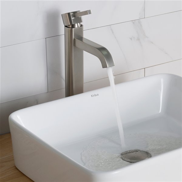 Kraus Premier Bathroom Sink Faucet - 1-Handle - 12.5-in - Satin Nickel