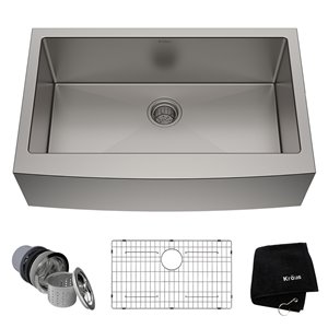 Évier de cuisine simple champêtre à tablier Standart PRO de Kraus, 32,88 po x 20,75 po, acier inoxydable