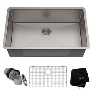 Évier de cuisine simple sous plan Standart PRO de Kraus, 32 po x 19 po, acier inoxydable