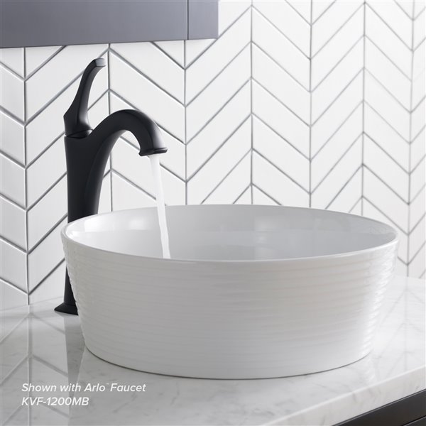 Kraus Viva Round Vessel Bathroom Sink with Pop-Up Drain - 15.75-in -Glossy White