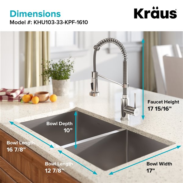 Kraus Standart Pro Undermount Kitchen Sink With Chrome Faucet