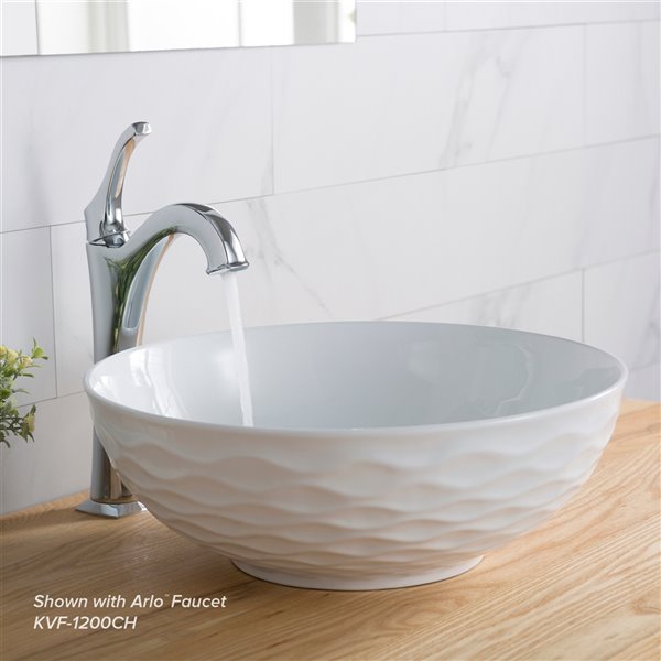 Kraus Viva Round Vessel Bathroom Sink - 16.50-in - White