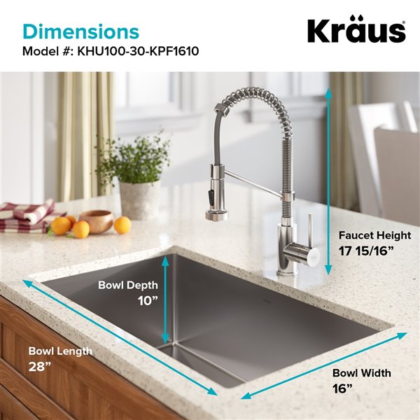 Kraus Standart PRO 30-in Undermount Single Bowl Kitchen Sink