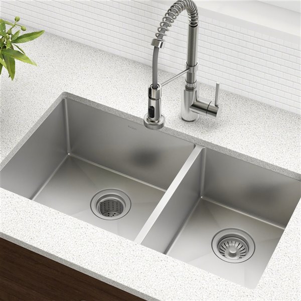Kraus Standart PRO Undermount Kitchen Sink - Double Bowl - 32.75-in ...