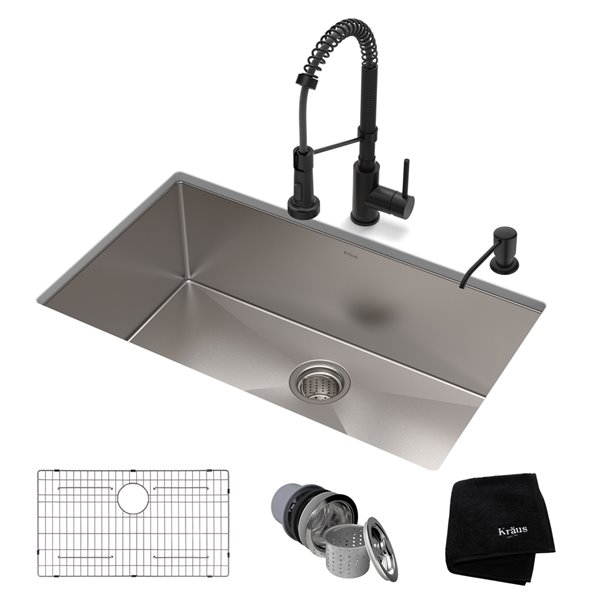 Kraus Standart PRO 30 In Undermount Kitchen Sink With Matte Black   330717993 MainImage 001 L 