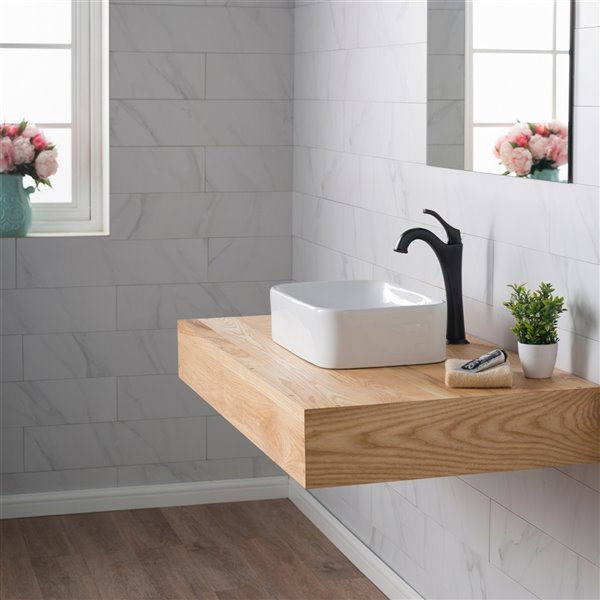 Kraus Ceramic Rectangular Vessel Bathroom Sink - 19.38-in - White