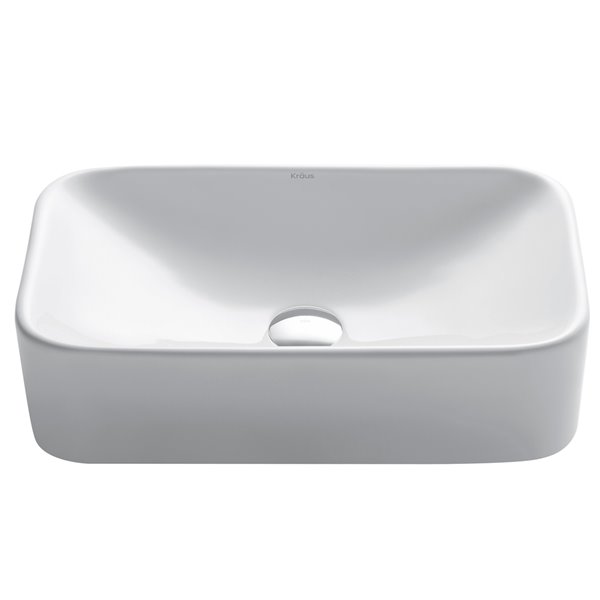 Kraus Ceramic Rectangular Vessel Bathroom Sink - 19.38-in - White