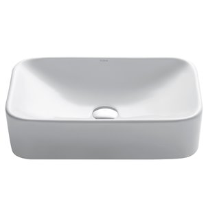 Kraus Ceramic Rectangular Vessel Bathroom Sink - 19.38-in - White