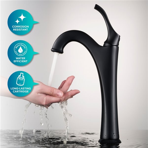 Kraus Ceramic Rectangular Vessel Bathroom Sink with Arlo Faucet - 15.25-in-White