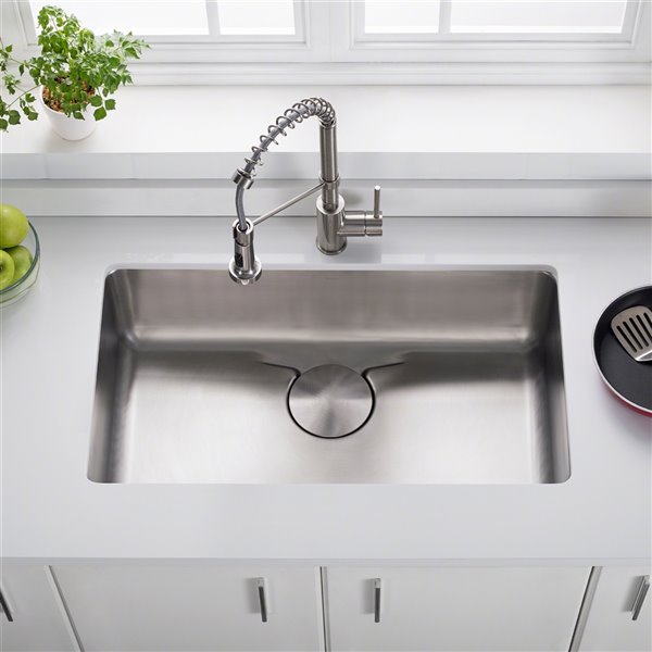 Kraus Dex Undermount Kitchen Sink - Single Bowl - 32.88-in - Stainless Steel