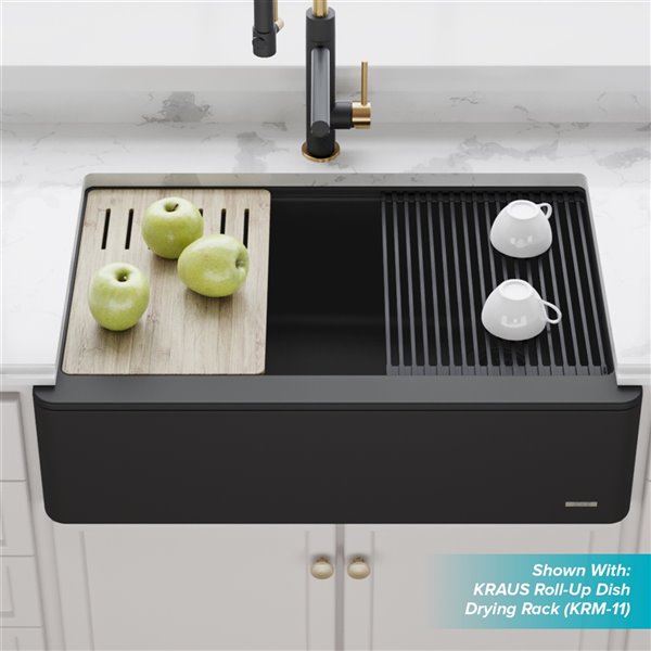 Kraus Bellucci Undermount Workstation Kitchen Sink - Single Bowl - 32.88-in - Black