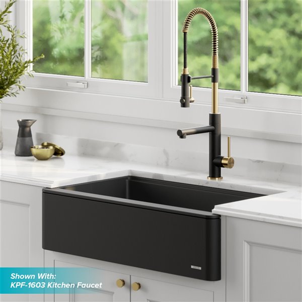 Kraus Bellucci Undermount Workstation Kitchen Sink - Single Bowl - 32.88-in - Black