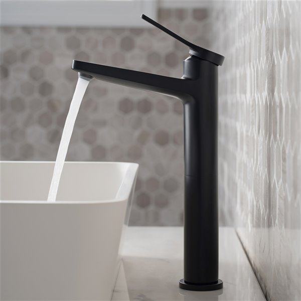 Kraus Indy Bathroom Sink Faucet - 1-Handle - 10.88-in - Matte Black