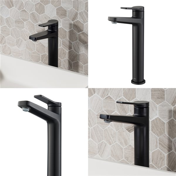 Kraus Indy Bathroom Sink Faucet - 1-Handle - 10.88-in - Matte Black