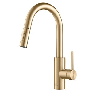 Kraus Oletto One-Handle Pull-Down Kitchen Faucet in Brushed Brass