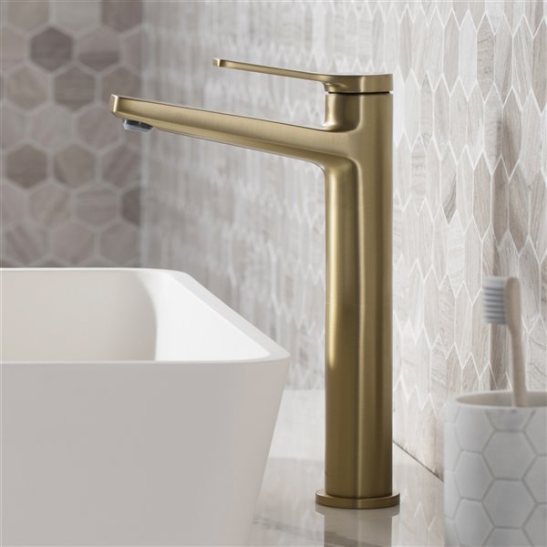 Kraus Indy Bathroom Sink Faucet - 1-Handle - 10.88-in - Brushed Gold