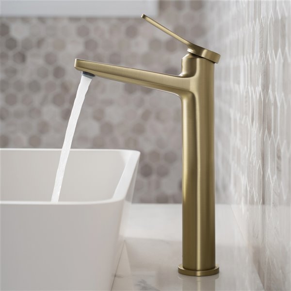 Kraus Indy Bathroom Sink Faucet - 1-Handle - 10.88-in - Brushed Gold