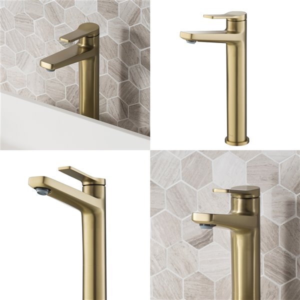 Kraus Indy Bathroom Sink Faucet - 1-Handle - 10.88-in - Brushed Gold