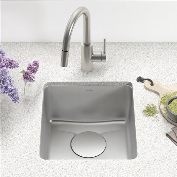 Kraus Dex Undermount Kitchen Sink - Single Bowl - 16.88-in - Stainless Steel