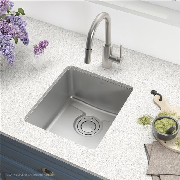 Kraus Dex Undermount Kitchen Sink - Single Bowl - 16.88-in - Stainless Steel