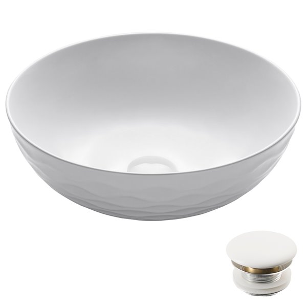 Kraus Viva Round Vessel Bathroom Sink - 16.50-in - Glossy White