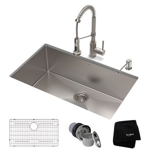 Kraus Standart PRO 30-in Undermount Single Bowl All-in-One Kitchen Sink