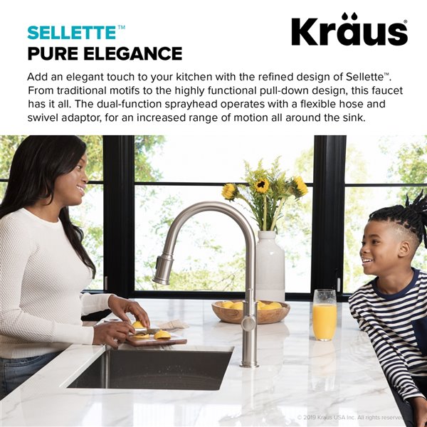 Kraus Sellette Pull-Down Kitchen Faucet - Single Handle - Stainless Steel