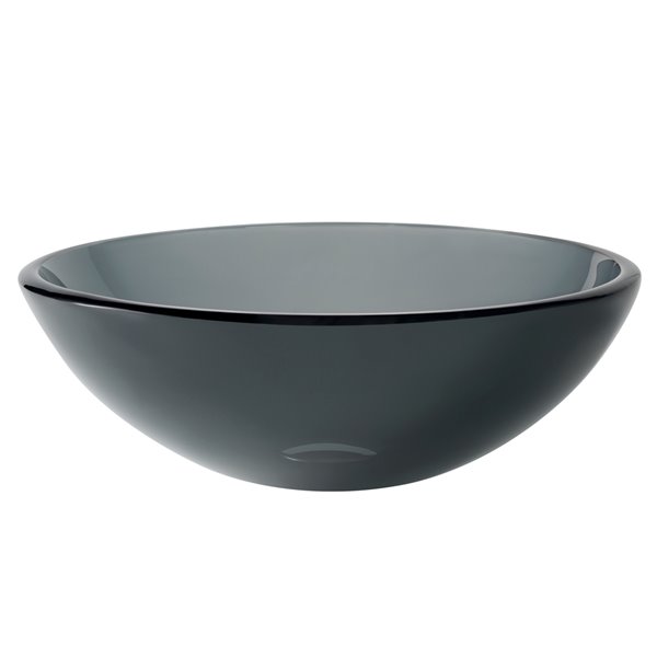 Kraus Single-Tone Round Vessel Bathroom Sink - 14-in - Clear Black