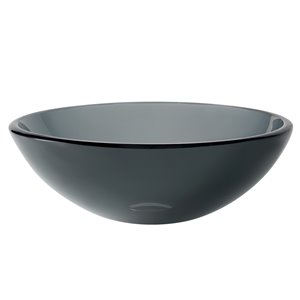 Kraus Single-Tone Round Vessel Bathroom Sink - 14-in - Clear Black