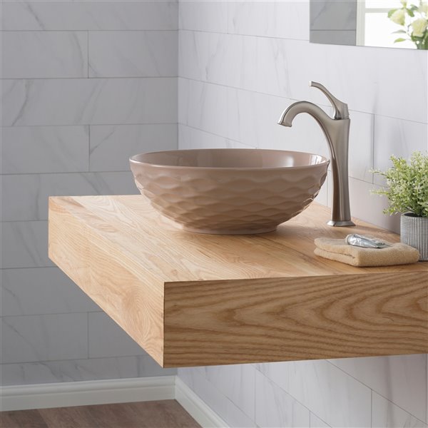 Kraus Viva Round Vessel Bathroom Sink - 16.50-in - Beige