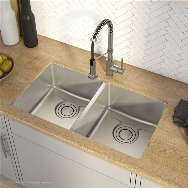 Kraus Dex 33-in Undermount Double Bowl Kitchen Sink