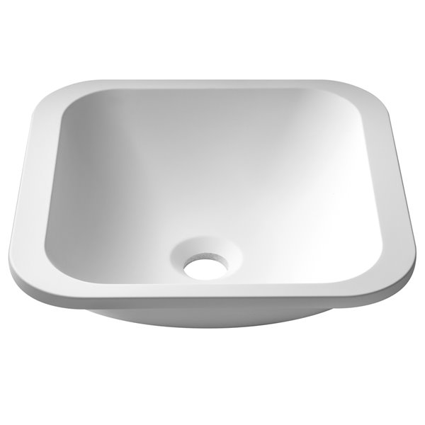 Kraus Natura Square Undermount Bathroom Sink 14.5in Matte White