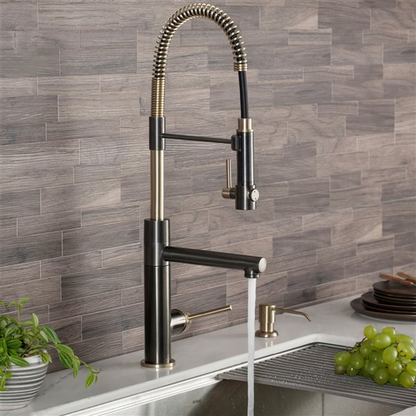 Kraus Artec Pro Pull-Down Kitchen Faucet-Single Handle-Black Stainless/Brushed