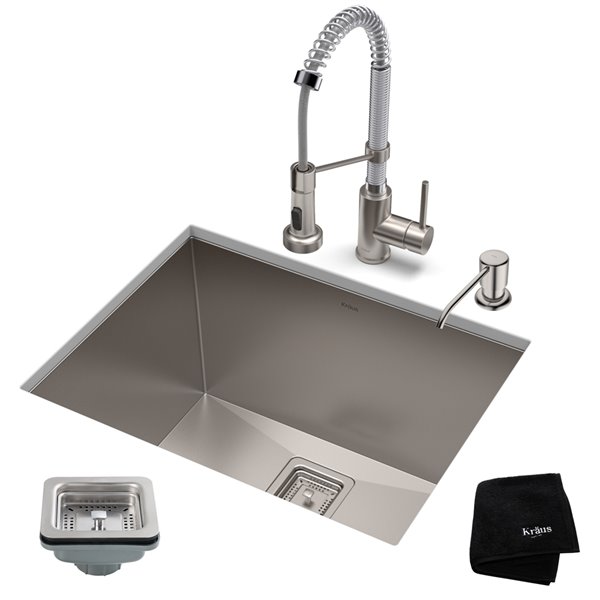 Kraus Pax Undermount Kitchen Sink All In One Kit Single Bowl 24 In   330718063 MainImage 001 L 