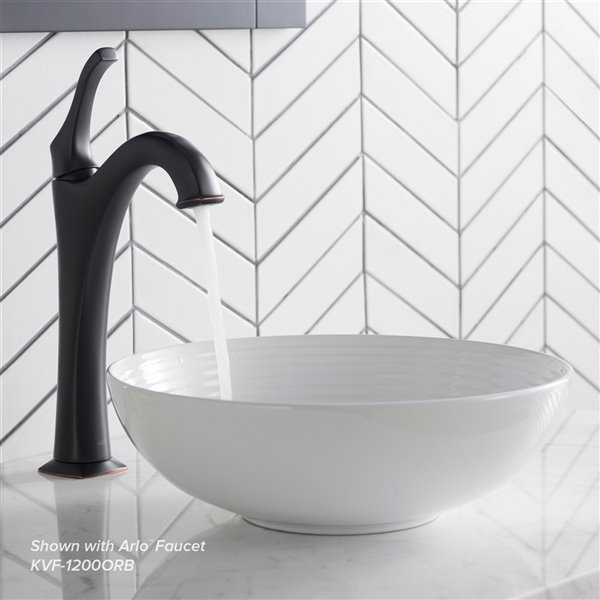 Kraus Viva Round Vessel Bathroom Sink - 13-in - Glossy White