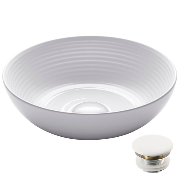 Kraus Viva Round Vessel Bathroom Sink - 13-in - Glossy White