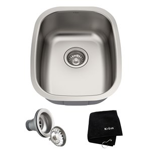 Kraus Premier 15-in Undermount Stainless Steel Single Bowl Kitchen Sink