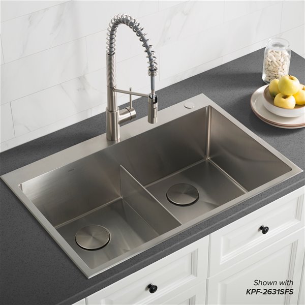 Kraus Standart PRO 33-in Drop-In Double Bowl Kitchen Sink