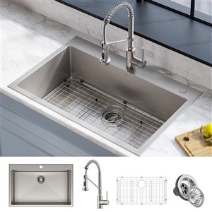 Kraus Stark Undermount Kitchen Sink - Single Bowl - 33-in - Stainless Steel