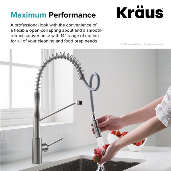 Kraus Oletto Pull-Down Kitchen Faucet - Single Handle - 22.25-in - Chrome