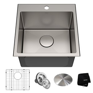 Kraus Standart PRO 18-in Drop-In Single Bowl Stainless Steel Kitchen Sink