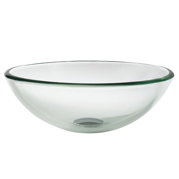 Kraus Single-Tone Round Vessel Bathroom Sink - 14-in - Clear